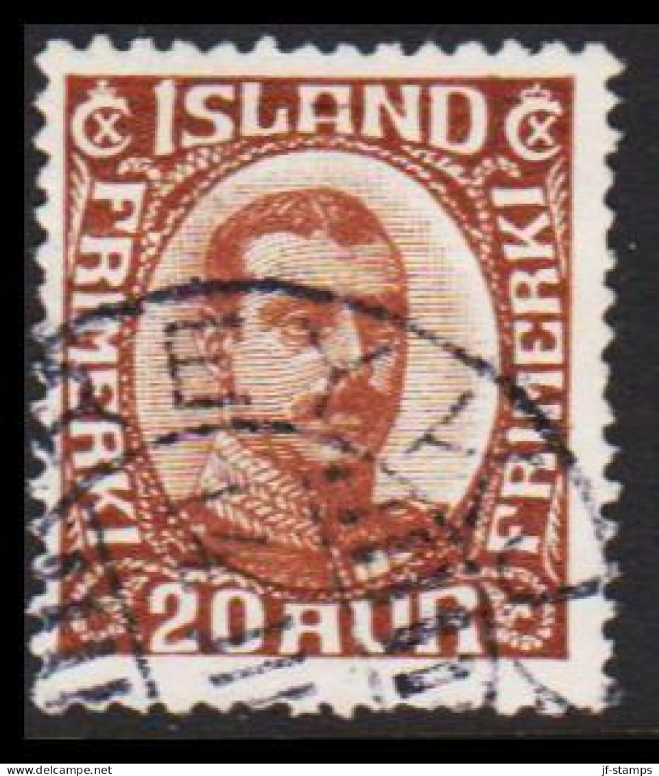 1922. King Christian X. Thin, Broken Lines In Ovl Frame. 20 Aur Brown.  (Michel 101) - JF543259 - Gebraucht