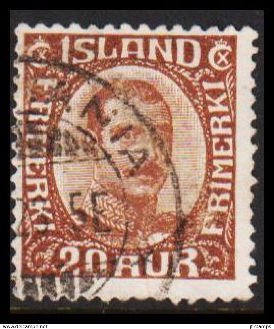 1922. King Christian X. Thin, Broken Lines In Ovl Frame. 20 Aur Brown.  (Michel 101) - JF543260 - Gebruikt