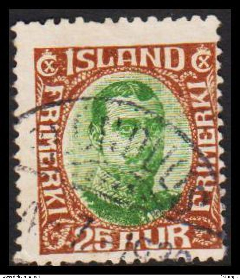 1920. King Christian X. Thin, Broken Lines In Ovl Frame. 25 Aur. Fine Cancelled BLONDUS 4 7 19... (Michel 92) - JF543265 - Used Stamps