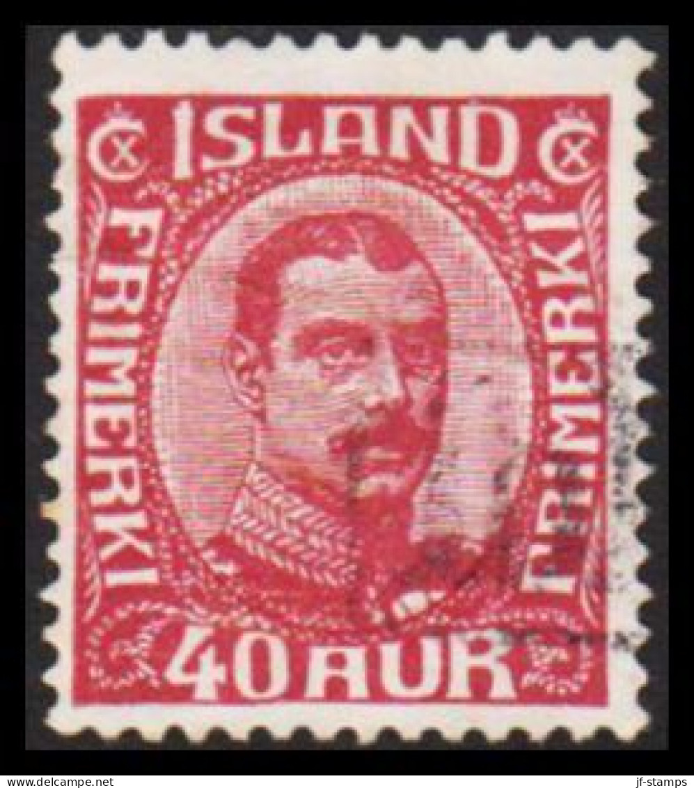 1920. King Christian X. Thin, Broken Lines In Ovl Frame. 40 Aur Lilac TOLLUR.  (Michel 94) - JF543267 - Used Stamps
