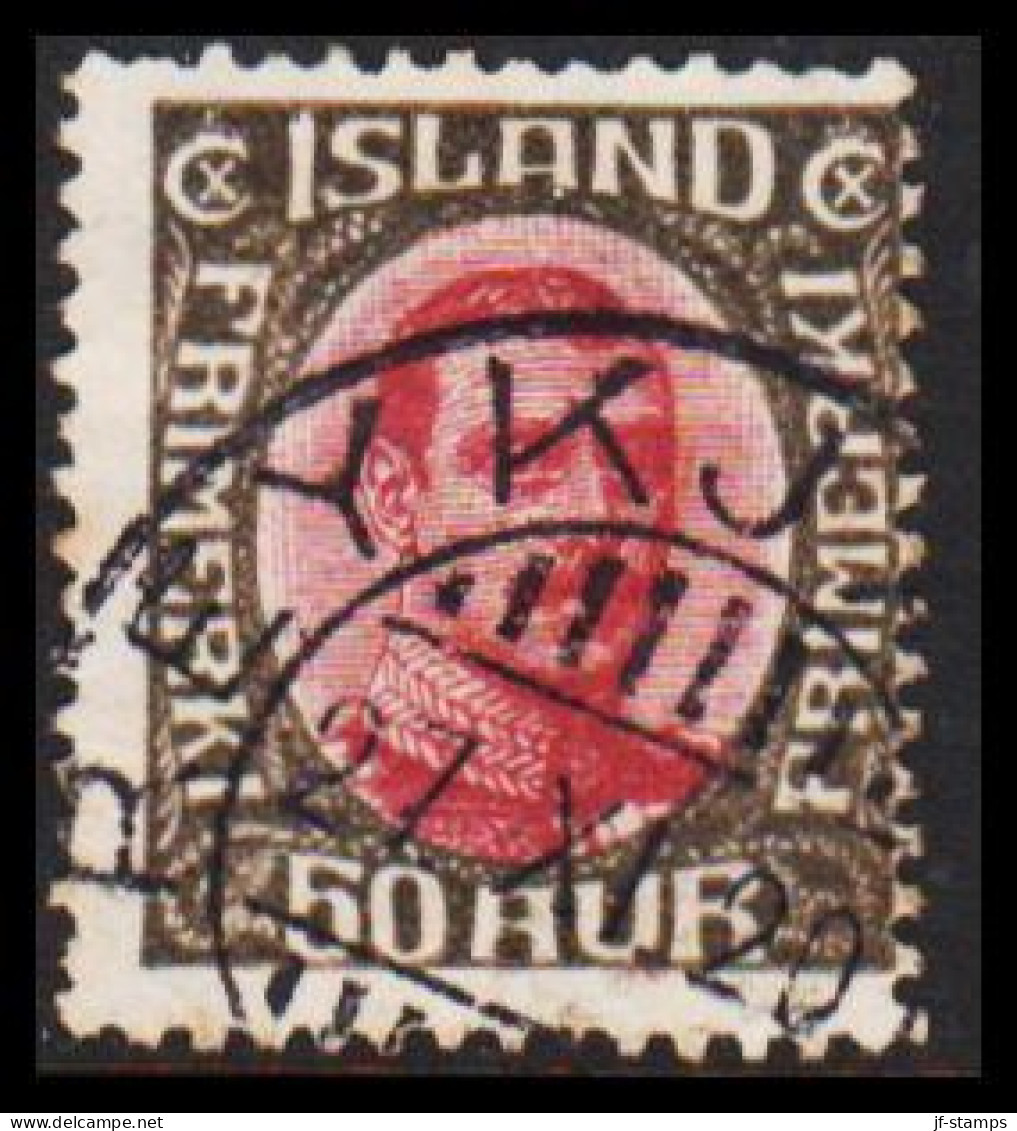 1920. King Christian X. Thin, Broken Lines In Ovl Frame. 50 Aur Grey/lilac. Beautiful Cancelle... (Michel 95) - JF543268 - Gebruikt