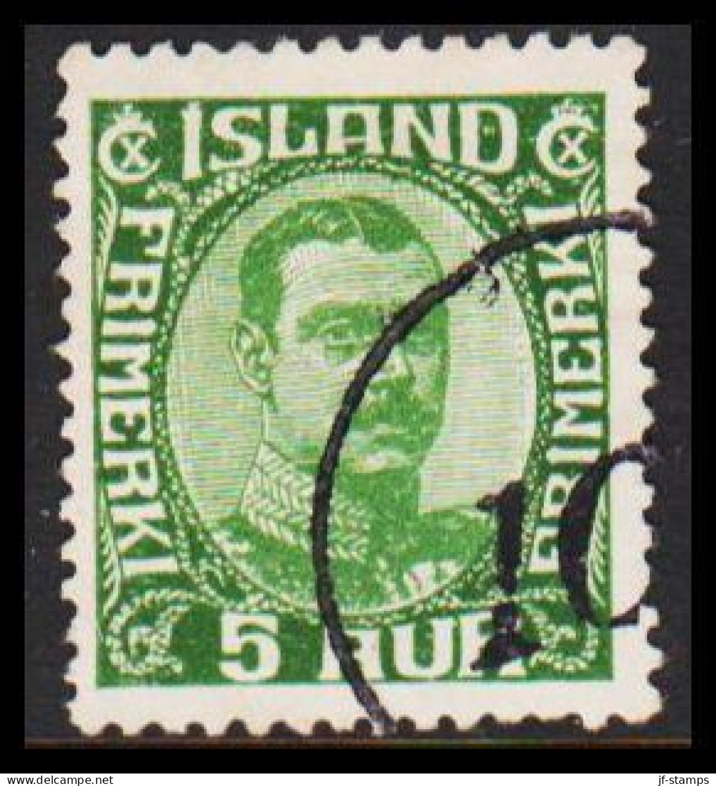 1922. King Christian X. Thin, Broken Lines In Ovl Frame. 5 Aur Brown. Part Of NUMMERAL CANCEL ... (Michel 86) - JF543269 - Usados