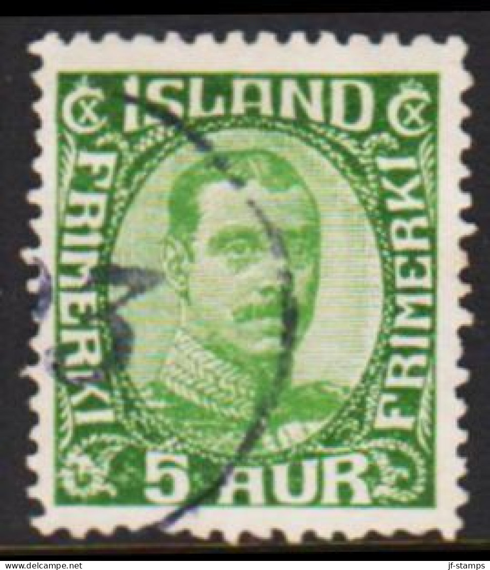 1922. King Christian X. Thin, Broken Lines In Ovl Frame. 5 Aur Brown. Part Of NUMMERAL CANCEL ... (Michel 86) - JF543270 - Used Stamps