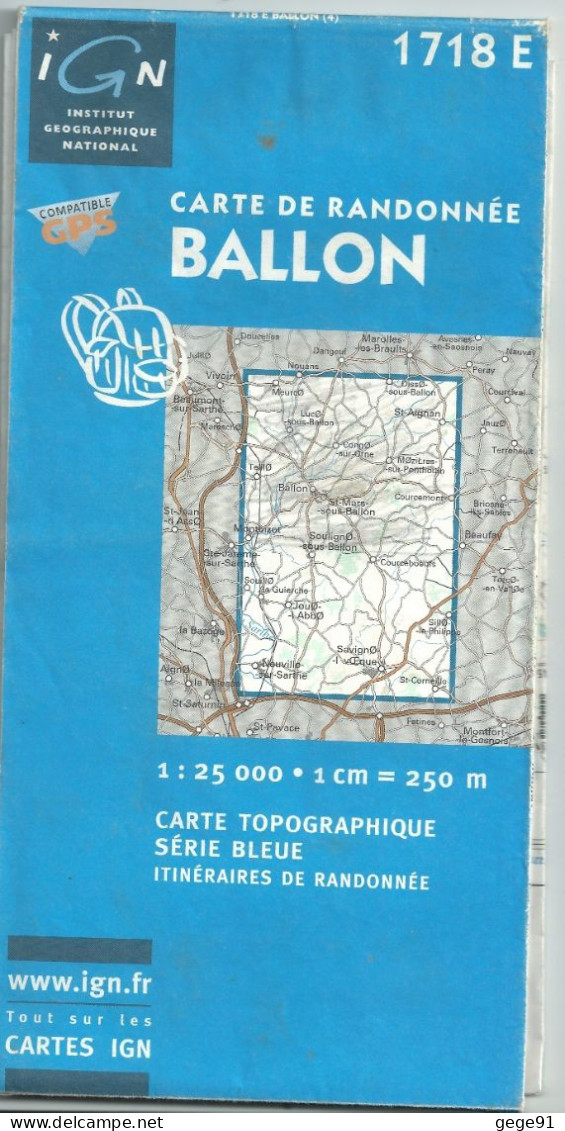 Carte IGN 1/25000 - Ballon - 1718 E - édition De 2002 - Carte Topografiche