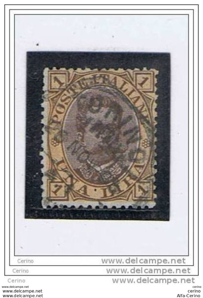 REGNO:  1889  UMBERTO  I°  -  £. 1  BRUNO  E  GIALLO  US. -  SASS. 48 - Oblitérés