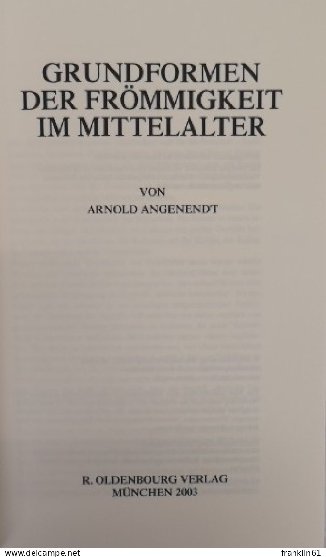 Grundformen Der Frömmigkeit Im Mittelalter. - Lexiques