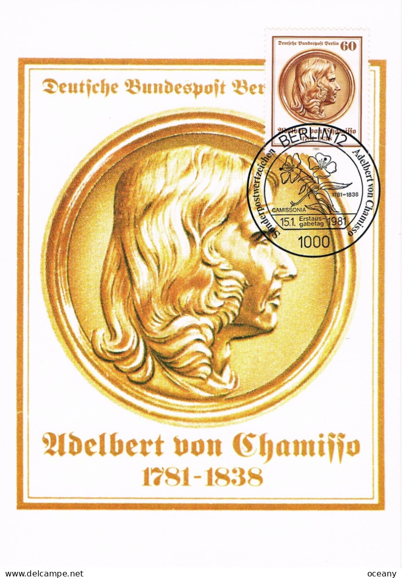 Berlin - 200e Anniversaire De La Naissance Du Poète Et Naturaliste Adelbert Von Chamisso CM 599 (année 1981) - Maximum Cards