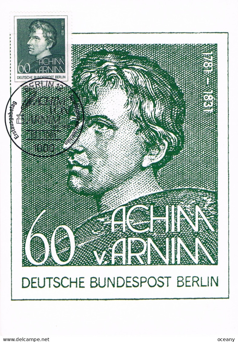 Berlin - 200e Anniversaire De La Naissance Du Poète Ludwig Joachim Von Arnim CM 598 (année 1981) - Cartoline Maximum