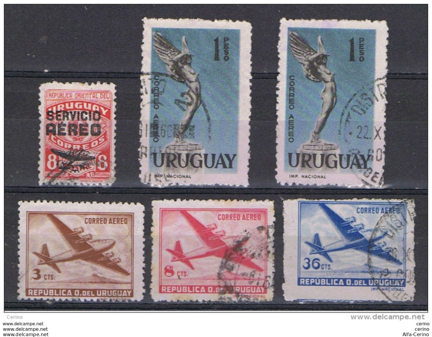 URUGUAY:  1947/59  P.A.  VARI  -  6  VAL. US. -  YV/TELL. 116//174 - Uruguay