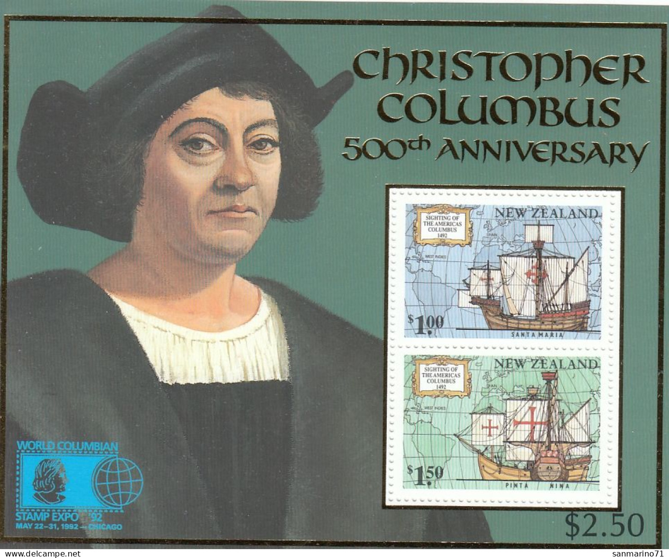 NEW ZEALAND Block 33,unused - Christoph Kolumbus