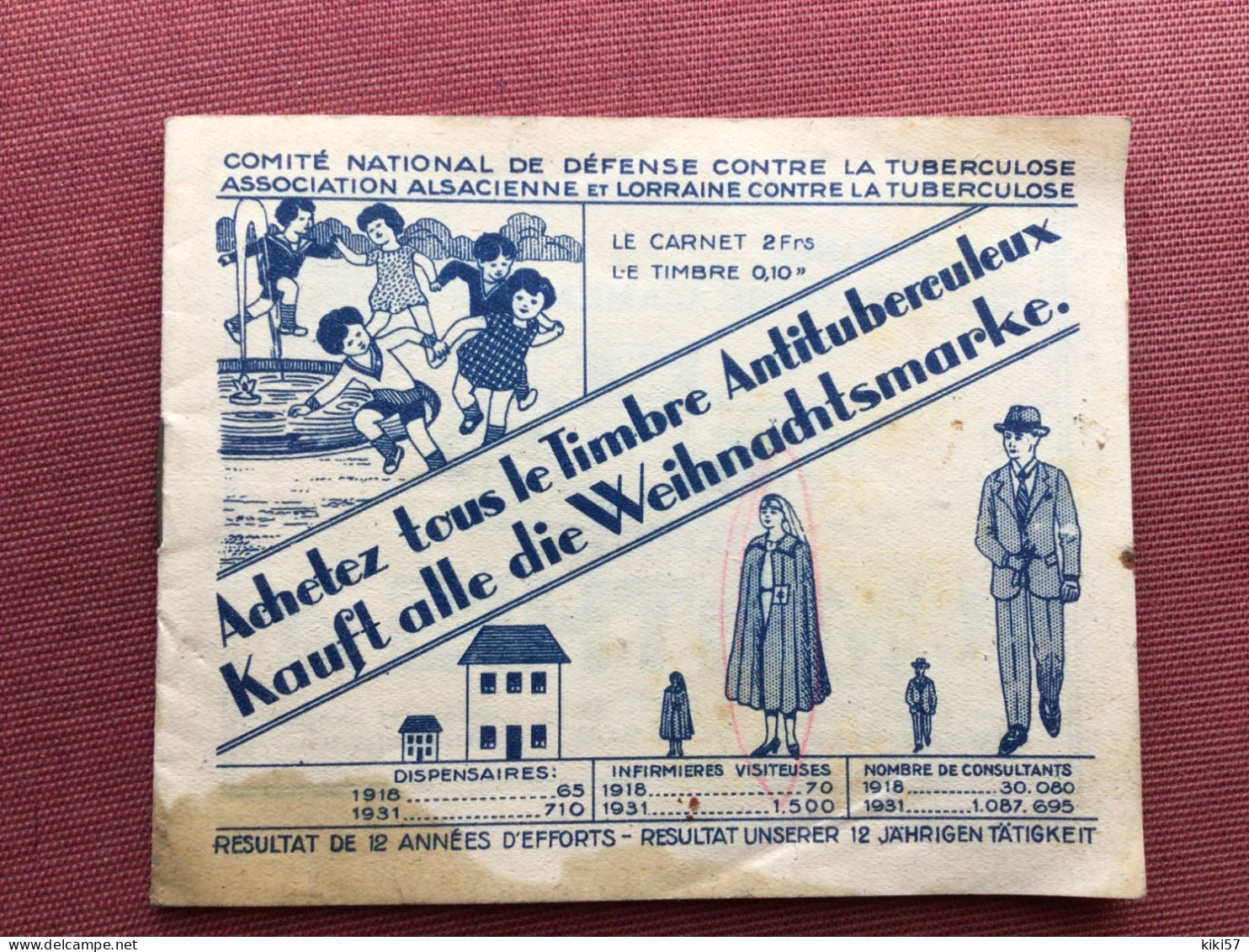 CARNET DE TIMBRES ANTITUBERCULEUX 1931 Complet Mais Un Peu Taché - Tuberkulose-Serien