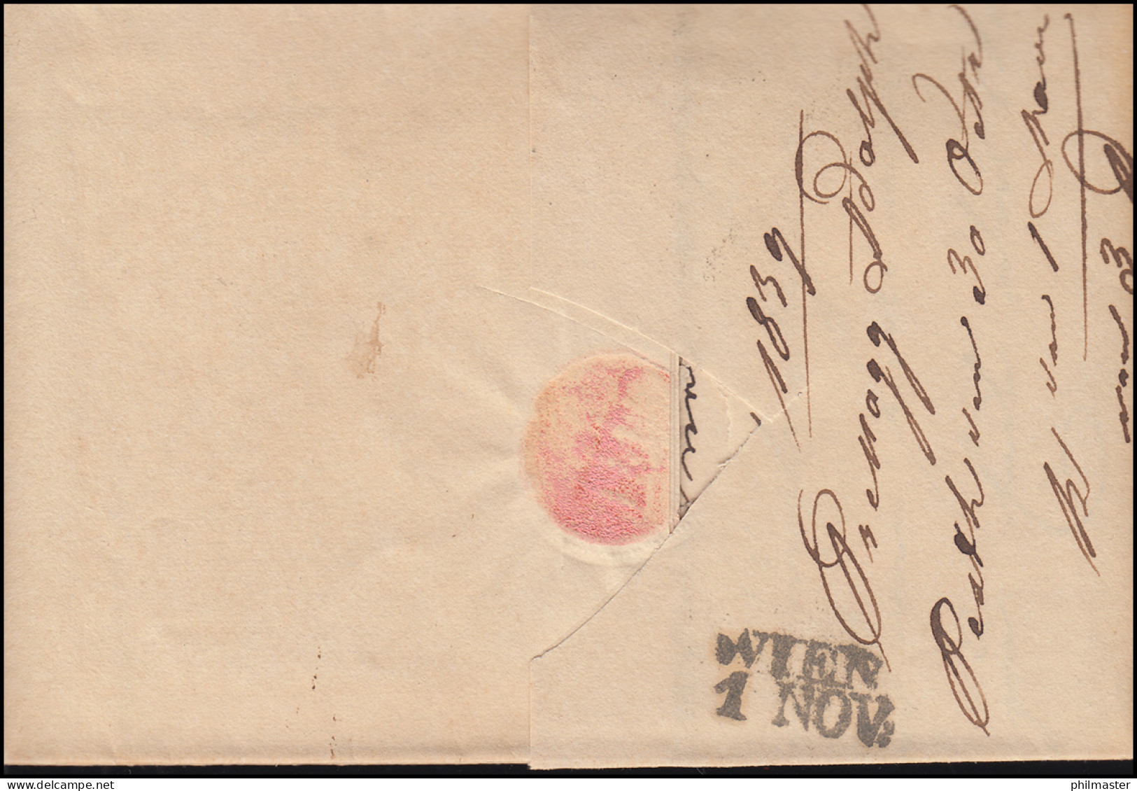 Ungarn Vorphilatelie R-Brief PESTH Vom 30.10.1839 Nach Zweizeiler WIEN 1. NOV. - ...-1867 Préphilatélie