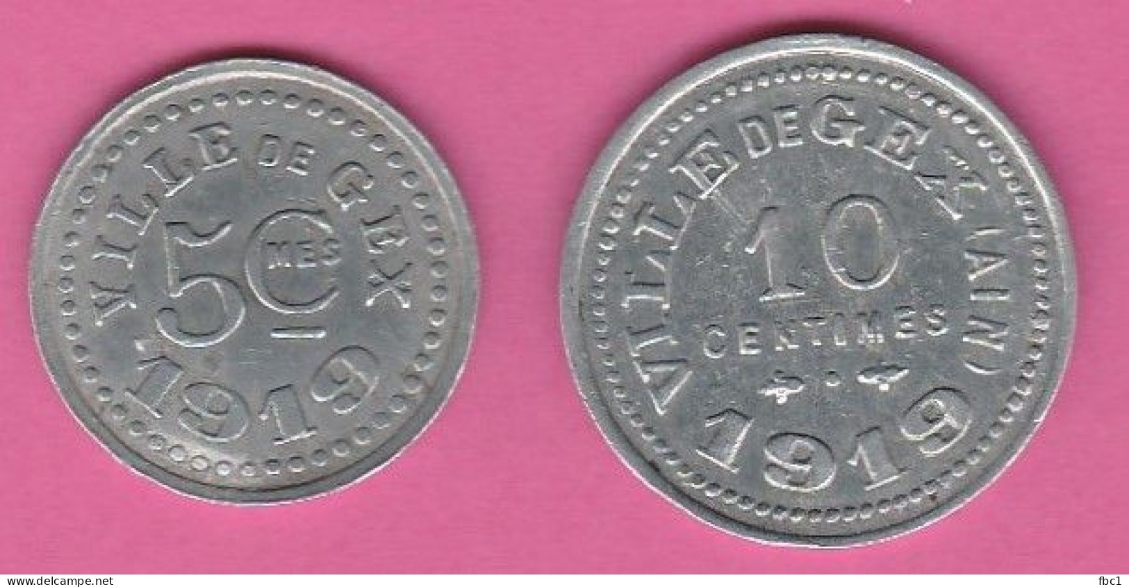 Ain - Gex - Ville De Gex - 1919 - 5 Centimes Et 10 Centimes - Blason - Monétaires / De Nécessité