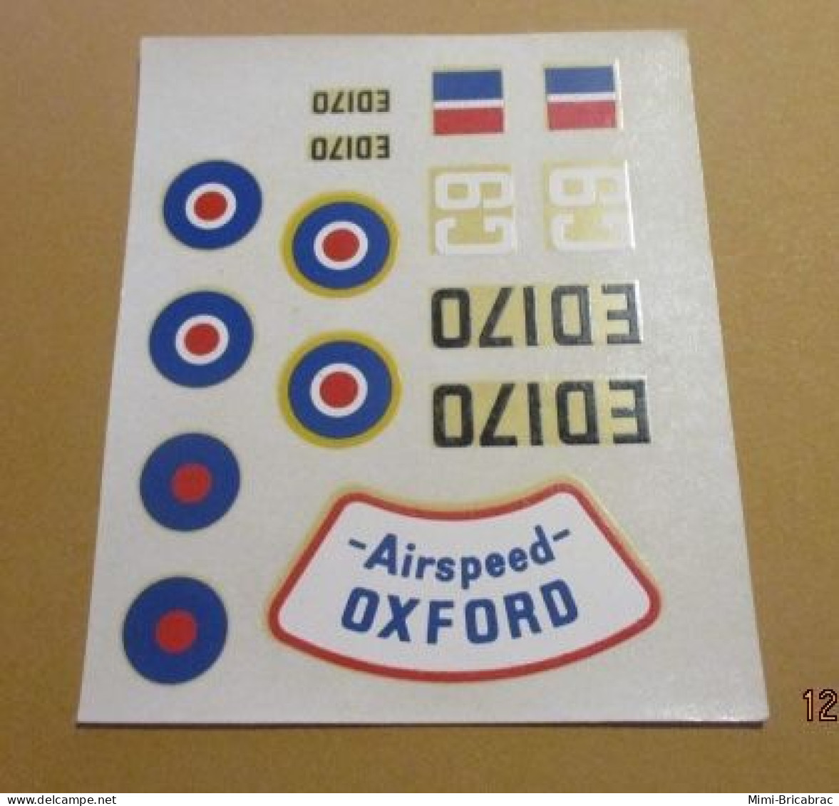 DEC24 : Planche Décals Années 60 FROG 1/72e POUR AIRSPEED OXFORD , Neuf Et Complet - Flugzeuge