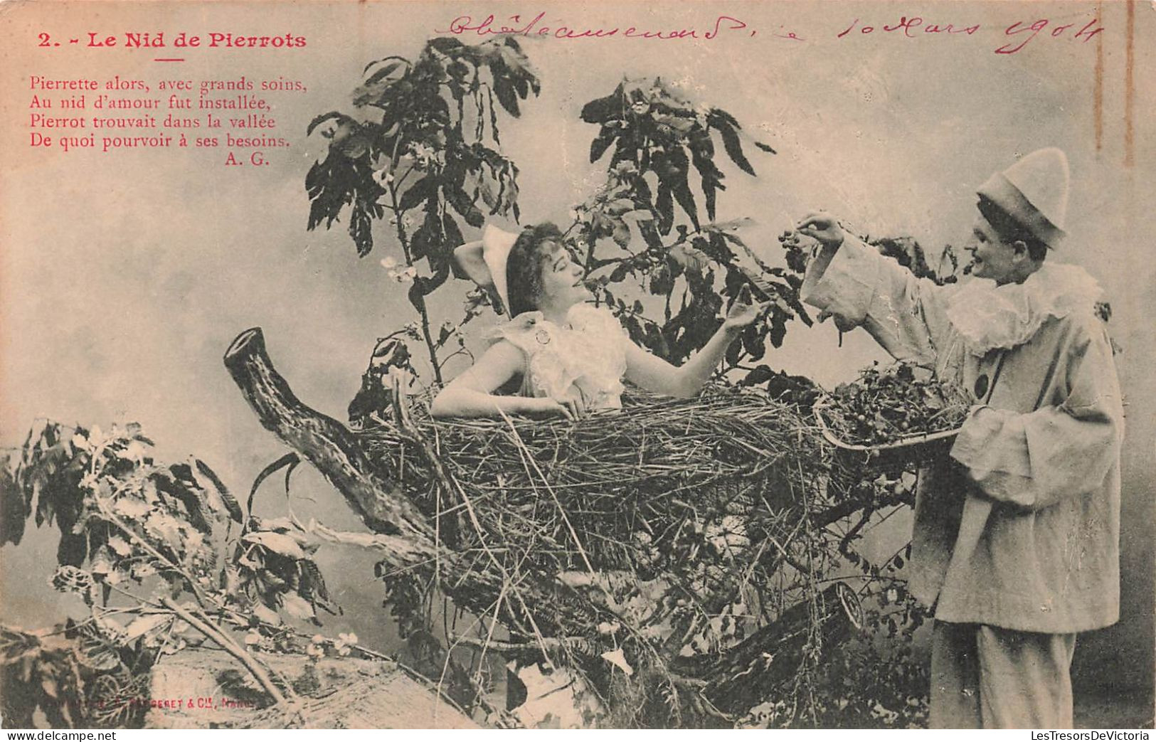 COUPLES - Le Nid De Pierrots - Une Fille Dans Le Nid - Carte Postale Ancienne - Couples