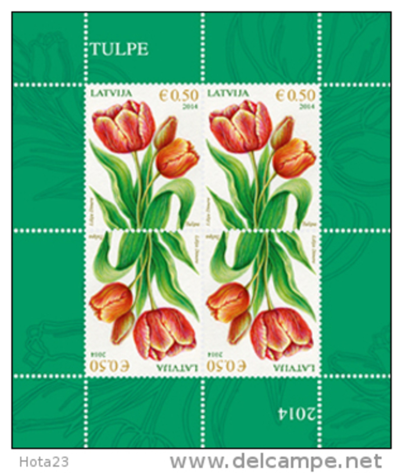 Latvia 2014 TULIP  Flower STAMP MINI SHEET  MNH - Lettland