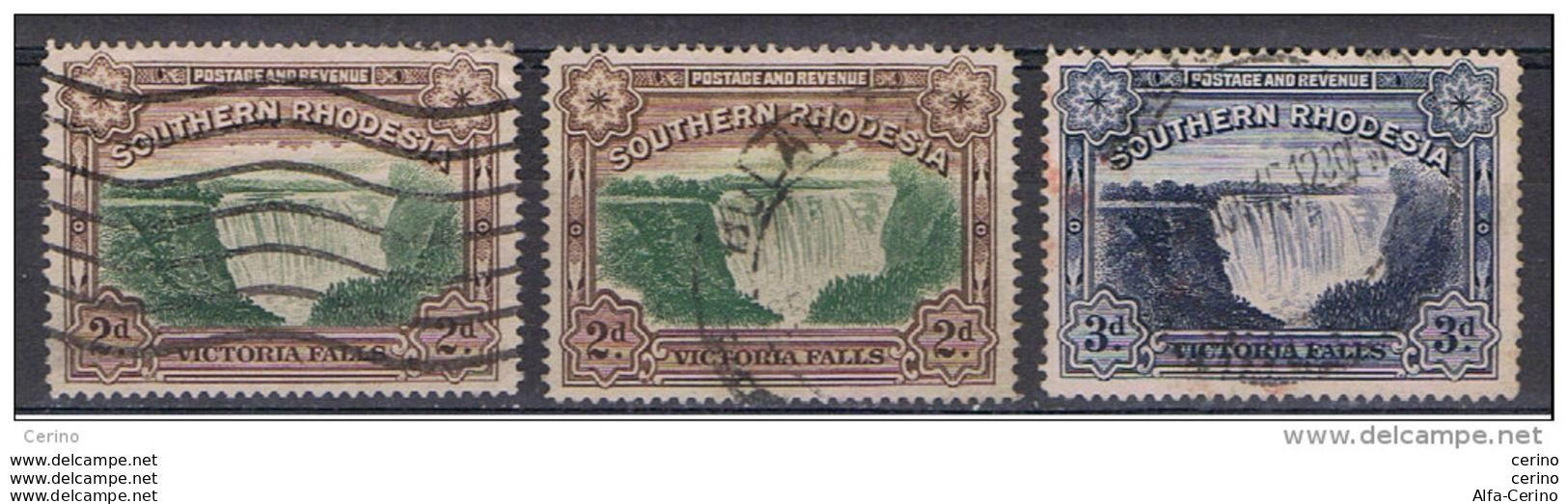 SOUTHERN  RHODESIA:  1935/38  VICTORY  WATERFALLS  -  LOT  3  USED  STAMPS  -  YV/TELL. 35 + 35 + 53 - Southern Rhodesia (...-1964)