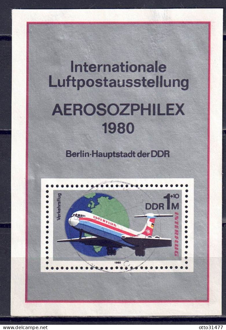 DDR 1980 - 25 Jahre INTERFLUG, Block 59, Gestempelt / Used - 1971-1980