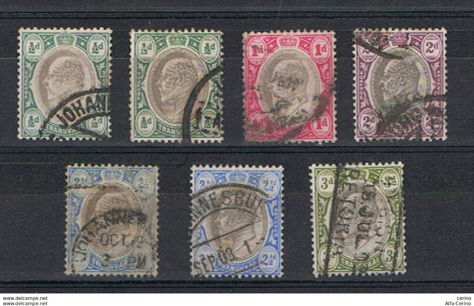 TRANSVAAL:  1902/09  EDWARD  VII°  -  LOT  7  USED  STAMPS  -  YV/TELL. 148//166 - Transvaal (1870-1909)
