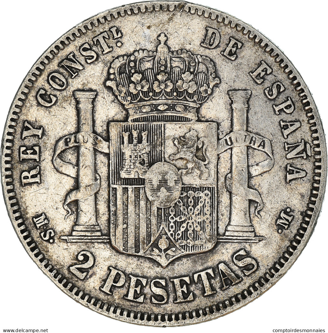 Monnaie, Espagne, Alfonso XII, 2 Pesetas, 1882, Madrid, TB+, Argent, KM:678.2 - First Minting