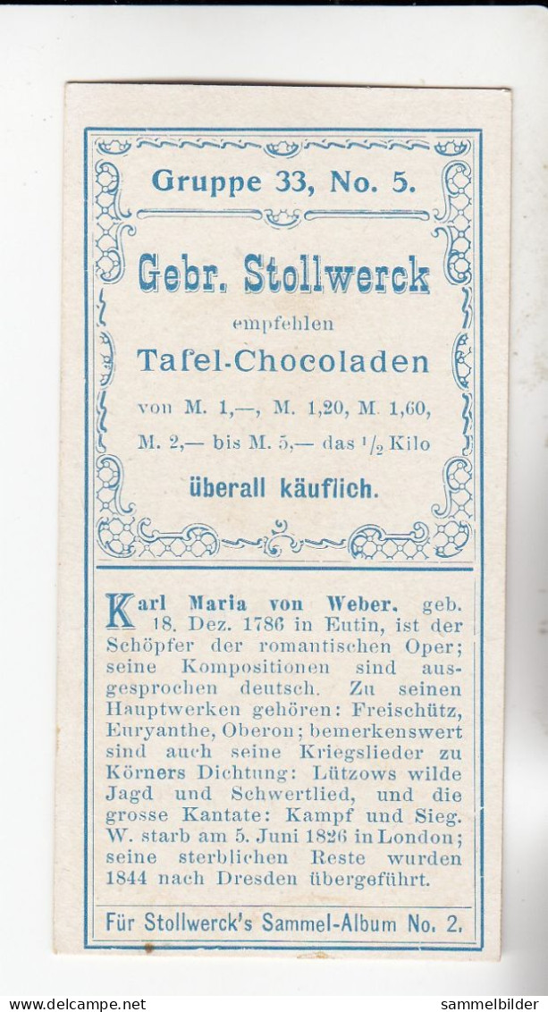 Stollwerck Album No 2 Deutsche Komponisten Karl Maria Von Weber     Gruppe 33 #5 Von 1898 - Stollwerck
