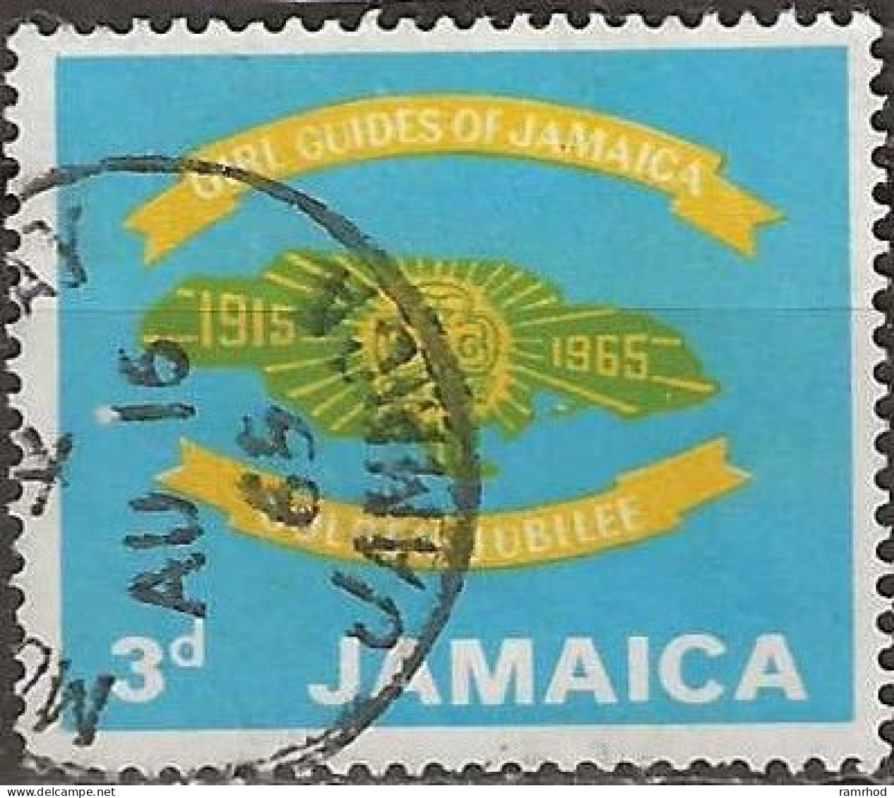 JAMAICA 1965 Golden Jubilee Of Jamaica Girl Guides' Association - 3d. - Guides' Emblem On Map FU - Jamaica (1962-...)