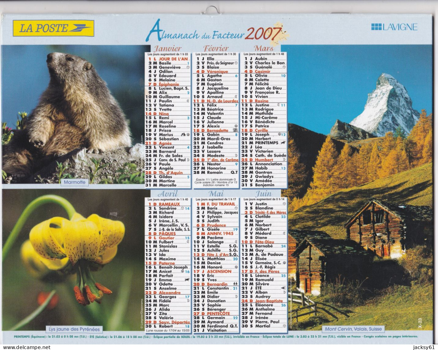 Almanach Du Facteur  2007 - Mont Cervin, Valais, Suisse - Corvara, Haut Adige, Tyrol Sud, Italie - Tamaño Grande : 2001-...