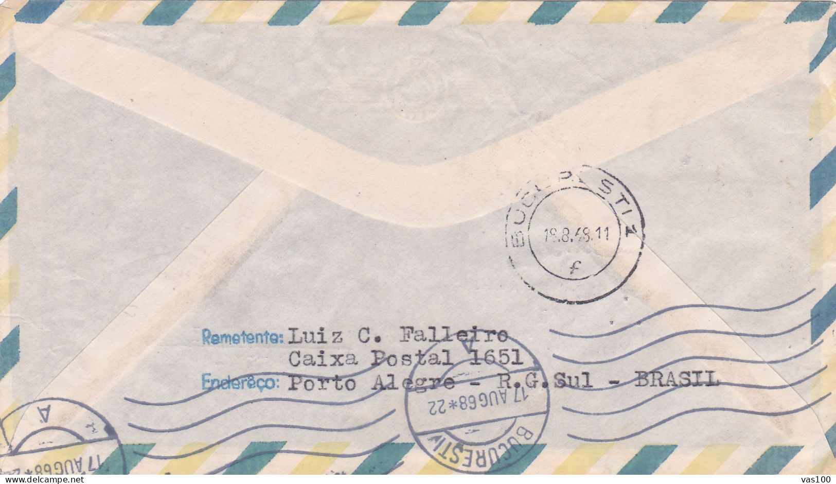 BIRDS STAMPS ON COVERS, POSTAL AEREO COVERS 1968,BRAZIL - Covers & Documents