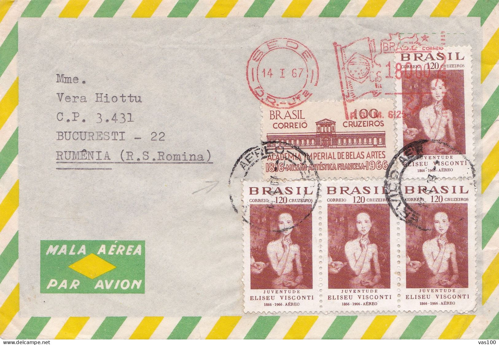 SPECIAL PMK, POSTAL AEREO COVERS 1967,BRAZIL - Lettres & Documents