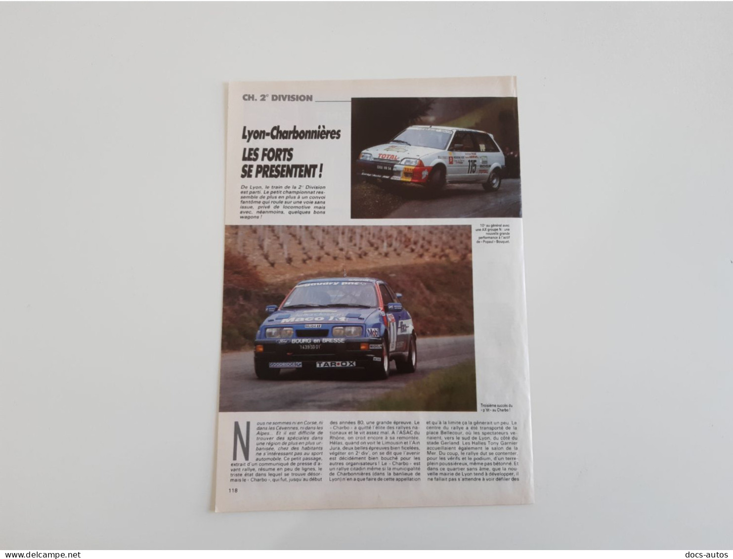 Rallye Lyon / Charbonnières - Coupure De Presse Automobile - Sonstige & Ohne Zuordnung