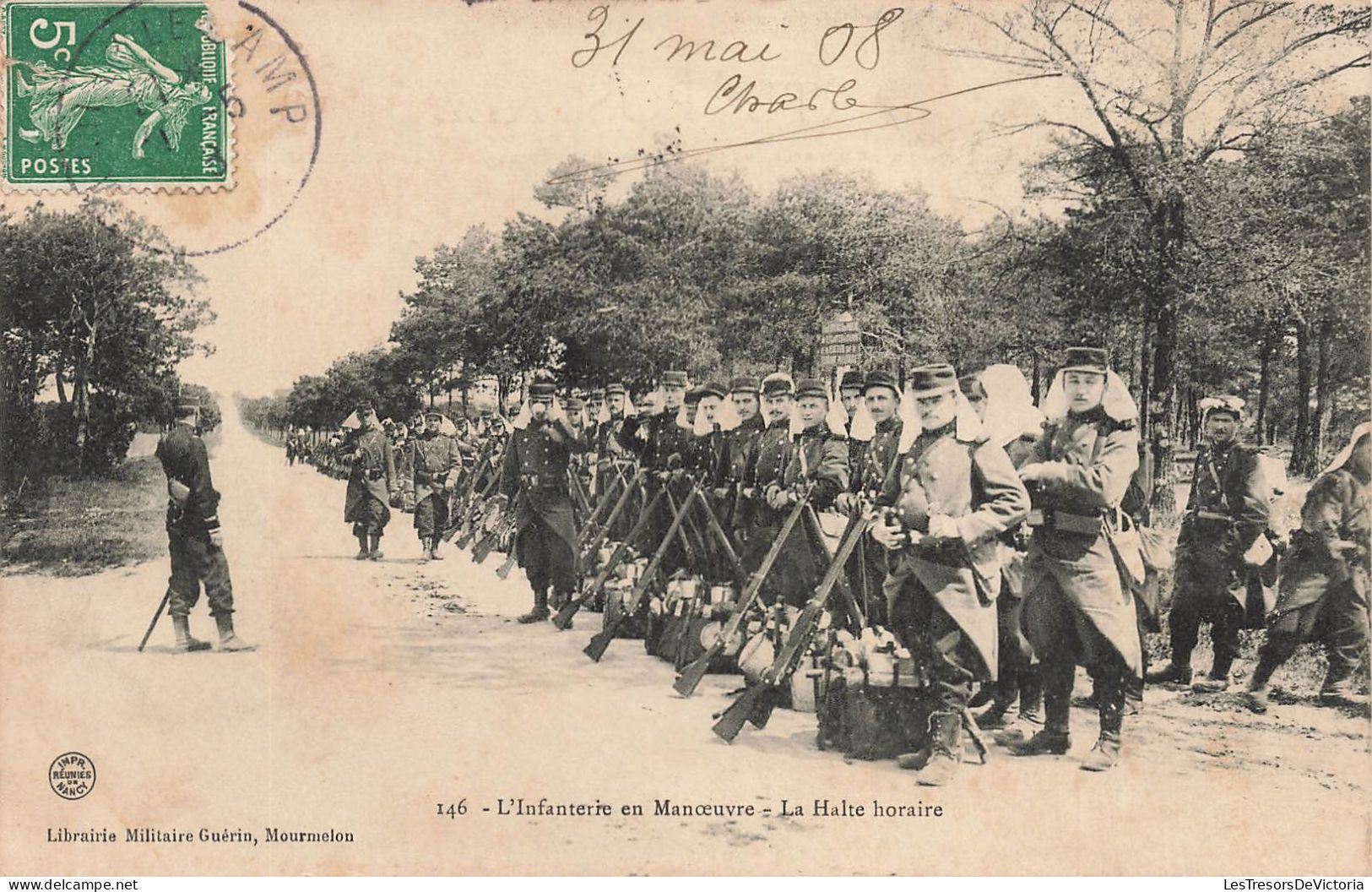 MILITARIA - L'infanterie En Manoeuvre - La Halte Horaire - Animé - Carte Postale Ancienne - Régiments