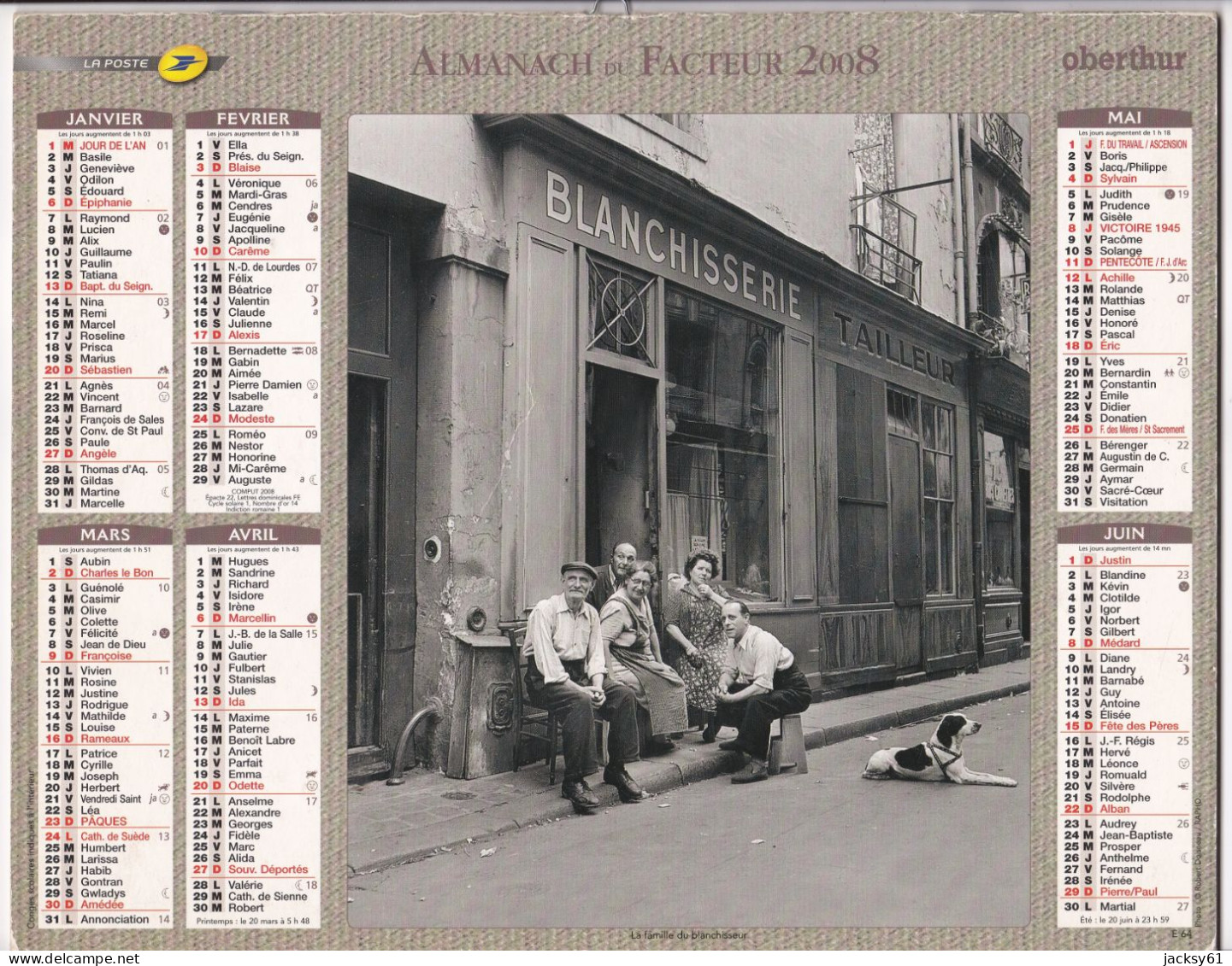 Almanach Du Facteur  2008 - La Famille Du Blanchisseur - Les Grandes Vacances, Les Sables D'olonne - Grand Format : 2001-...