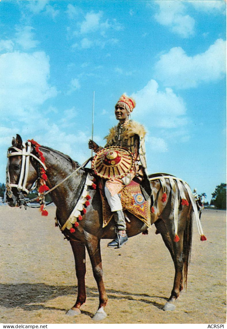 ETHIOPIE  Ethiopia  ADDIS ABABA. HORSEMAN IN TRADITIONAL COSTUME (scan Recto-verso) Ref 1002 - Ethiopie