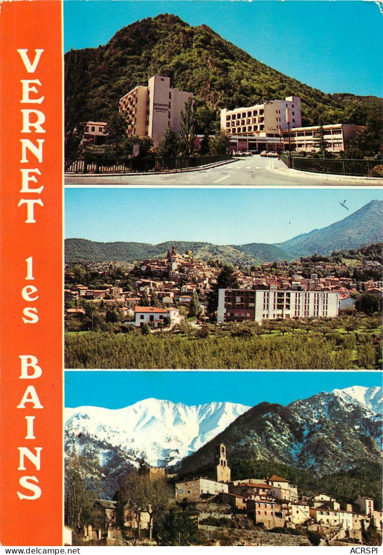 VERNET-les-BAINS, La Résidence Du Canigou, L'établissement Thermal, Le Canigou Enneigé (scan Recto-verso) Ref 1041 - Roussillon