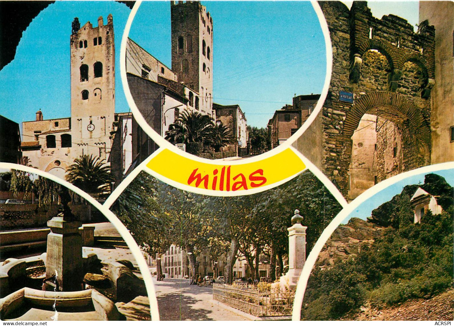 MILLAS, Centre-Ville, Portalade Chapelle De Força Réal, Esplanade Et Monument Aux Morts (scan Recto-verso) Ref 1040 - Millas