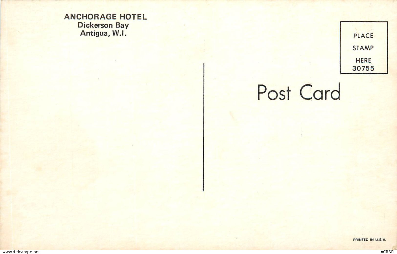 ANTIGUA  BARBUDA  Anchorage Hôtel, Dickerson Bay, Antigua, W.I. (scan Recto-verso) Ref 1036 - Antigua Und Barbuda