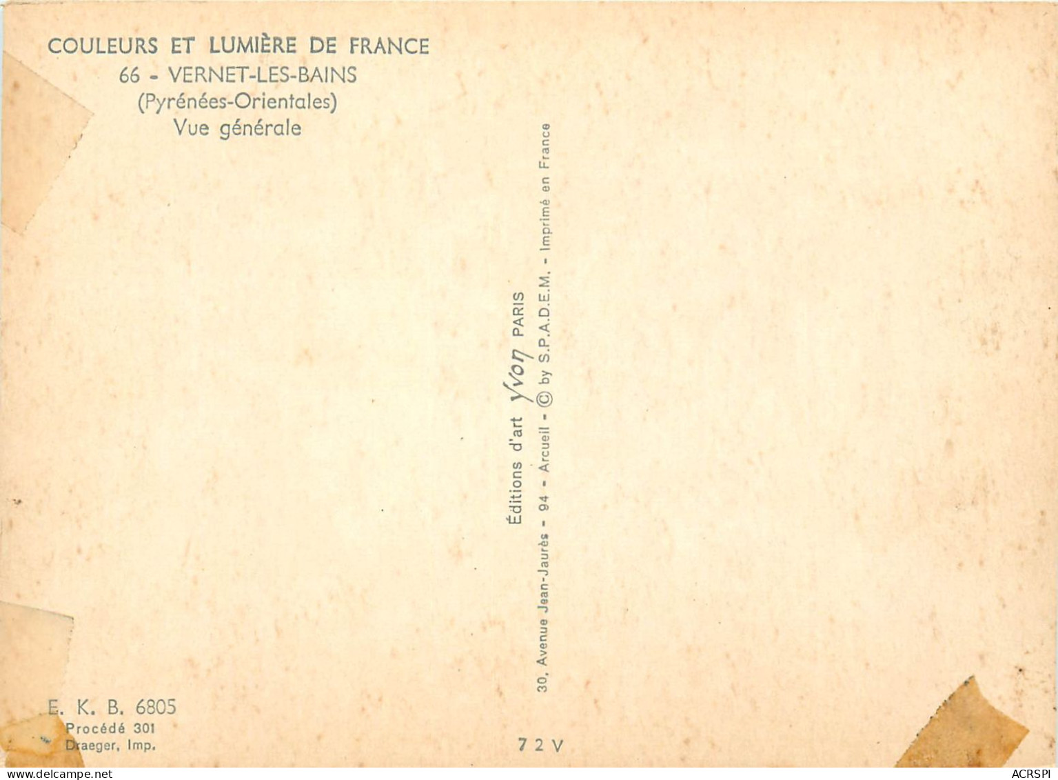 VERNET-les-BAINS, Vue Générale (scan Recto-verso) Ref 1045 - Roussillon