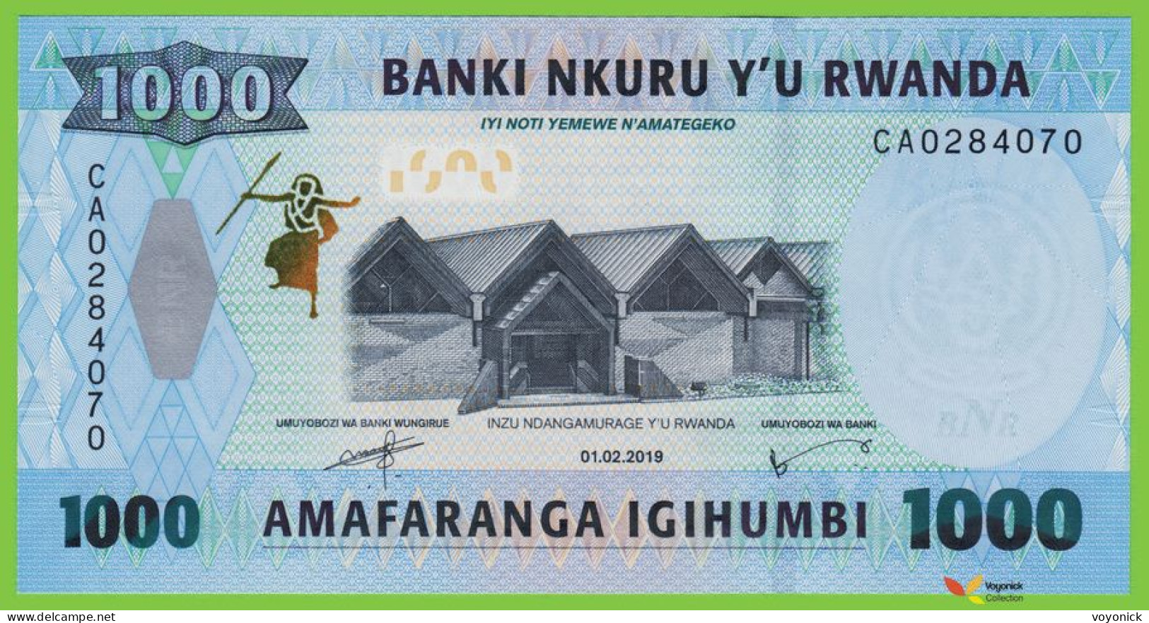 Voyo RWANDA 1000 Francs 2019 P39b B142a CA UNC - Ruanda