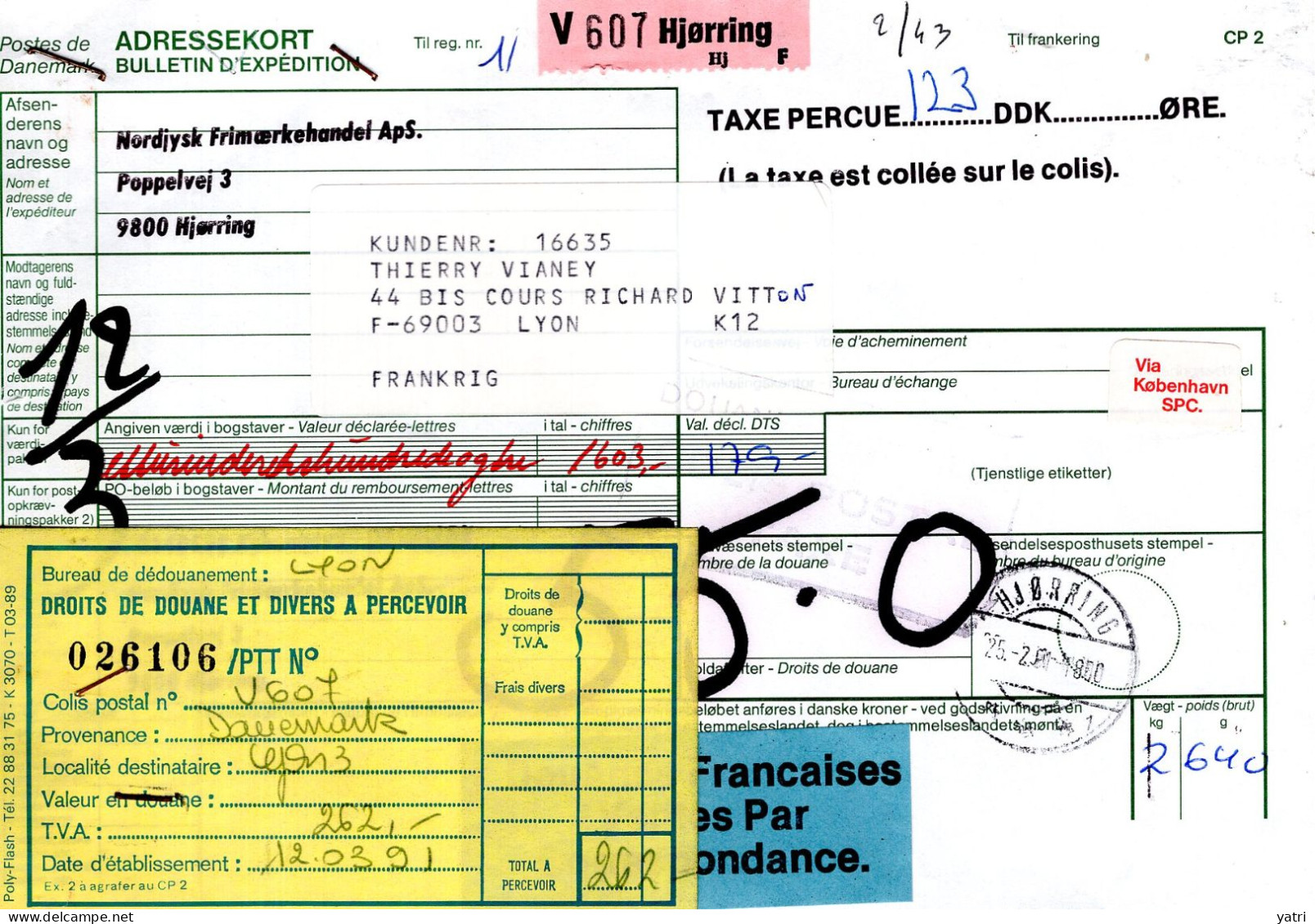 Danimarca (1991) - Bollettino Pacchi Per La Francia - Lettres & Documents