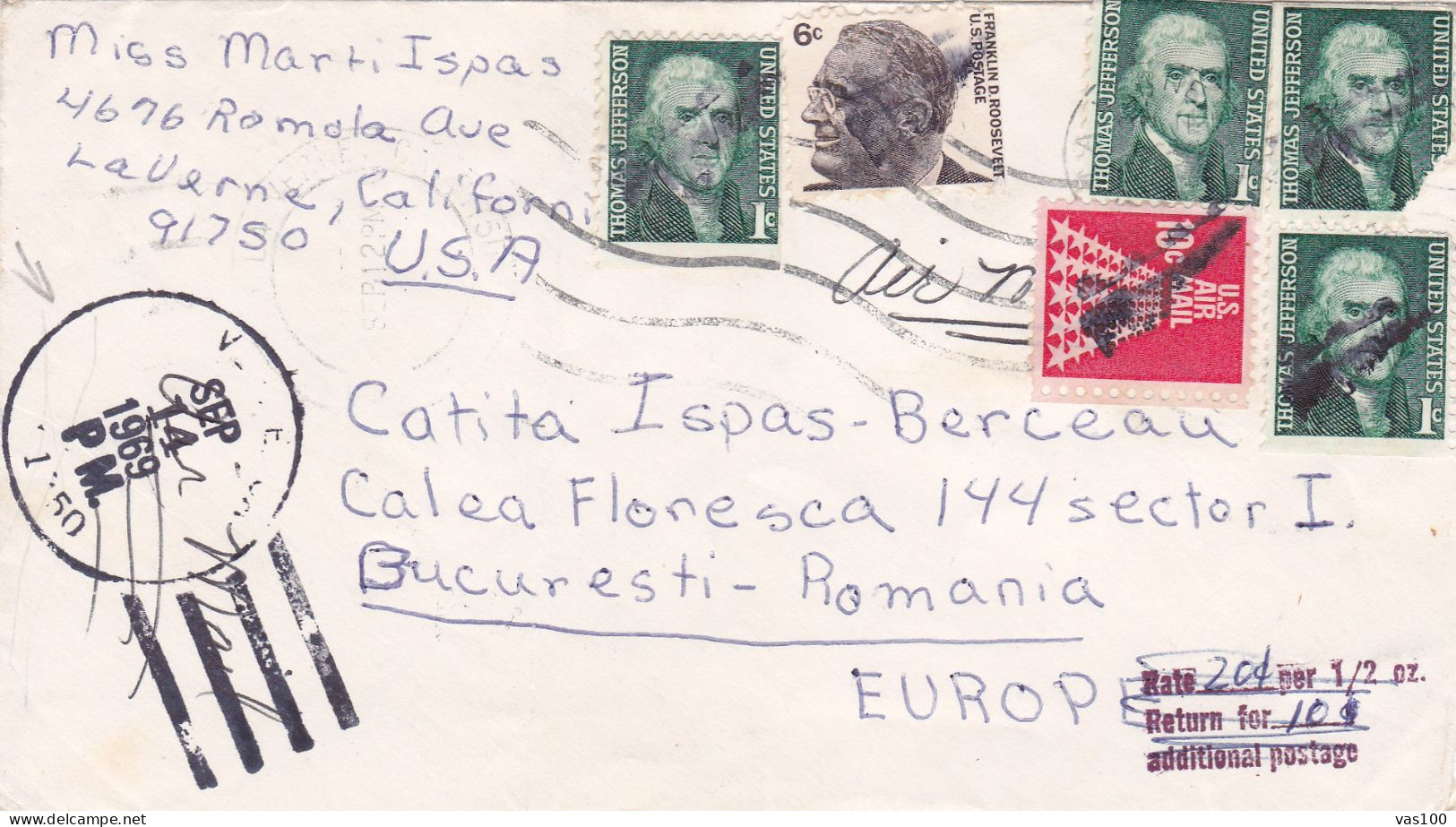 STAMPS ON COVERS 1969 UNITED STATES - Cartas & Documentos