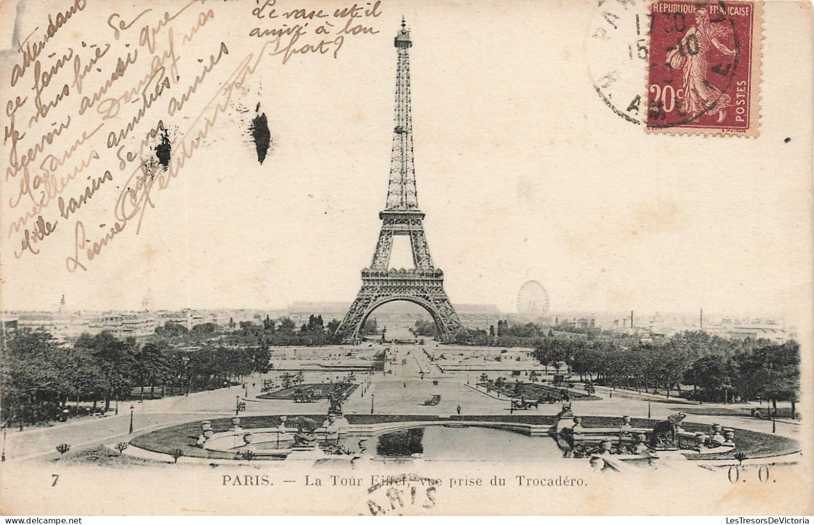 FRANCE - Paris - Vue Générale De La Tour Eiffel Prise Du Trocadéro - Animé  - Carte Postale Ancienne - Tour Eiffel