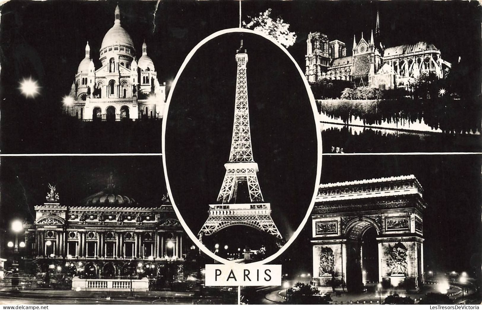 FRANCE - Paris - Multivues De Nuit - Carte Postale Ancienne - Panoramic Views