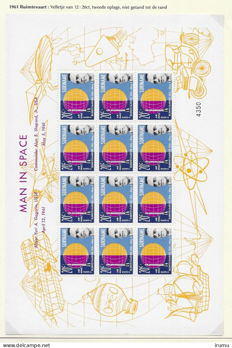Suriname 1961, NVPH LP33-34 7 van de 8 velletjes kw 130 EUR (SN 2612)