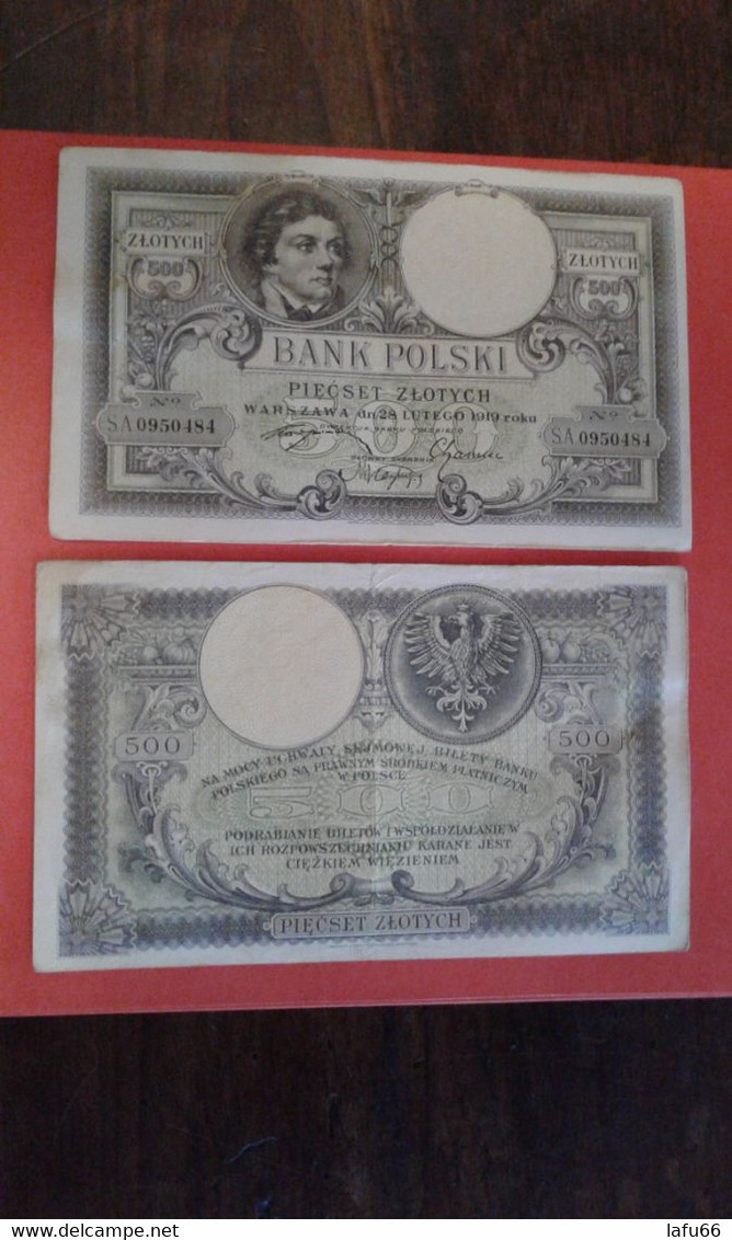 Billet De 500 Zlotich Bank Polski 1919^ - Poland