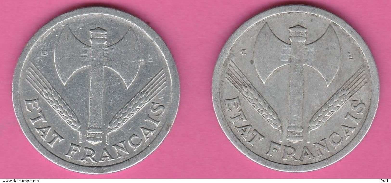 2 Francs Morlon Etat Français - Bazor - Francisque  1944 B Et C (deux Pièces) TTB - 2 Francs