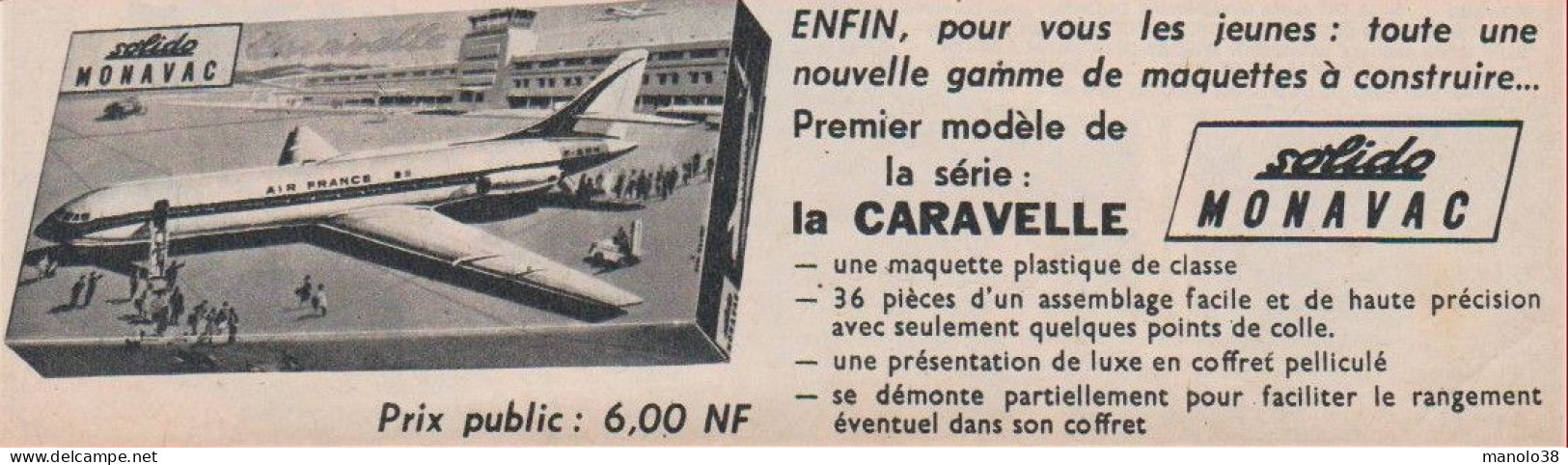 Avion Caravelle Air France. Maquette Solido. Monavac. Nouveauté 1961. - Publicités