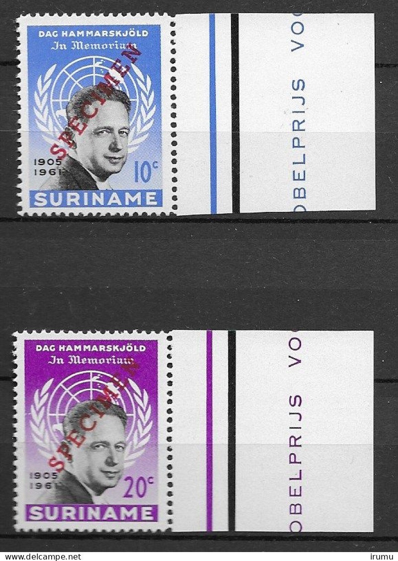 Suriname 1962, NVPH 376-7 Specimen Waarden (SN 2615) - Surinam ... - 1975