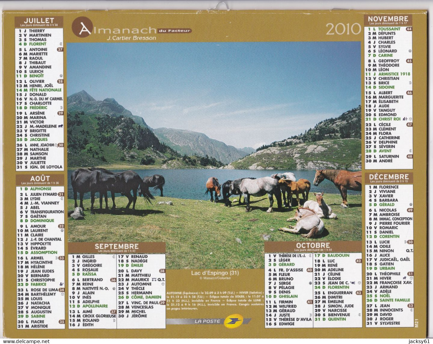 Almanach Du Facteur  2010 - Vallée De La Clarée - Lac D'espingo - Grand Format : 2001-...