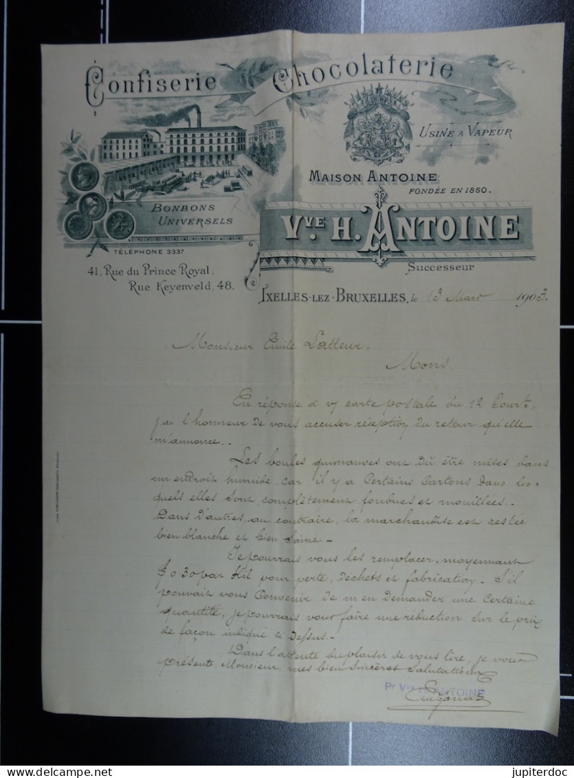 Confiserie Chocolaterie Vve H.Antoine Ixelles 1903  /26/ - Alimentaire