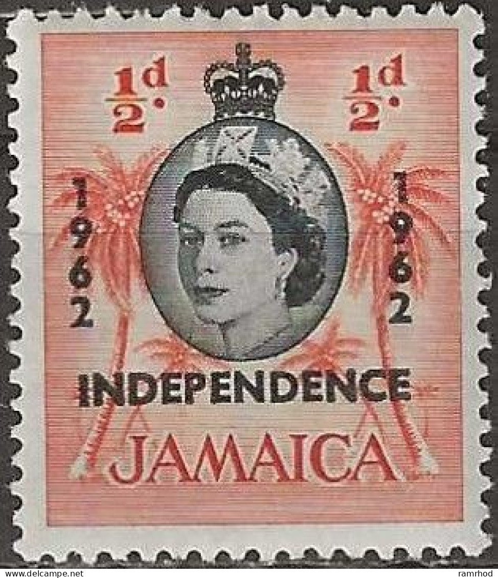 JAMAICA 1962 Independence - 1d - Coconut Palms Overprinted MNH - Jamaica (1962-...)